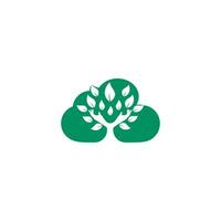 création de logo d'arbre et de nuage de main verte créative. logo de produits naturels. icône de cosmétiques. logo du spa. salon de beauté ou logo de yoga. vecteur