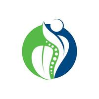 illustration vectorielle de conception de logo chiropratique. logo de la douleur. logo de soins de la colonne vertébrale. centre de bien-être osseux, orthopédique, chiropratique. vecteur