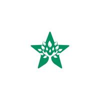 création de logo d'arbre et d'étoile de main verte créative. logo de produits naturels. icône de cosmétiques. logo du spa. salon de beauté ou logo de yoga. vecteur