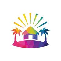 création de logo de maison de plage. création de logo de station balnéaire. vecteur