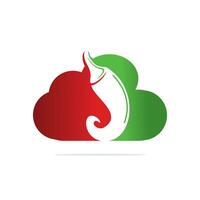 conception de logo vectoriel chili et nuage. vecteur de concept de logo de nourriture chaude. symbole d'icône de piment fort.