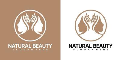 création de logo de beauté naturelle avec dessin au trait et concept créatif vecteur