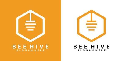 création de logo de ruche d'abeilles avec style et concept créatif vecteur