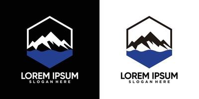 création de logo de montagne et de rivière avec style et concept créatif vecteur