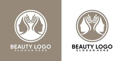 création de logo de beauté avec dessin au trait et concept créatif vecteur