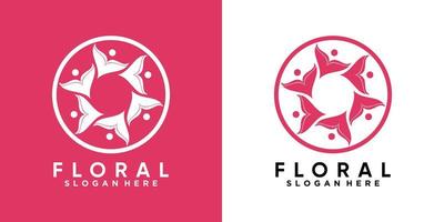 création de logo floral avec concept créatif vecteur