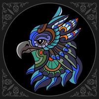arts du mandala aigle coloré isolés sur fond noir vecteur