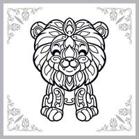 Lion mandala arts isolé sur fond blanc vecteur