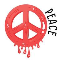 symbole de paix dans l'icône d'autocollant plat vecteur