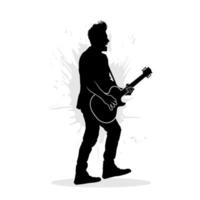 silhouette d'homme jouant de la guitare sur scène vecteur