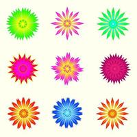 bonjour saison festival orné pétale de fleur forme d'étoile jeu d'icônes abstrait arrière-plan conception graphique illustration vectorielle vecteur