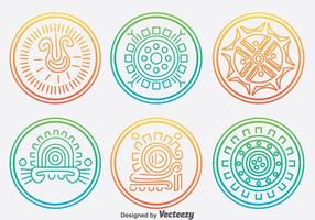 Incas circle ornament vector set