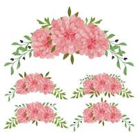 ensemble aquarelle arrangement floral rose vintage vecteur