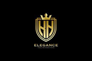 logo monogramme de luxe élégant initial kh ou modèle de badge avec volutes et couronne royale - parfait pour les projets de marque de luxe vecteur