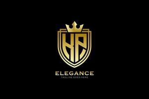 logo monogramme de luxe élégant initial kp ou modèle de badge avec volutes et couronne royale - parfait pour les projets de marque de luxe vecteur