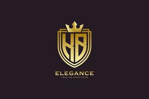 logo monogramme de luxe élégant initial kb ou modèle de badge avec volutes et couronne royale - parfait pour les projets de marque de luxe vecteur