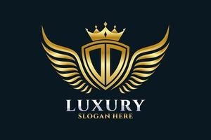 lettre d'aile royale de luxe oo crête vecteur de logo couleur or, logo de victoire, logo de crête, logo d'aile, modèle de logo vectoriel.