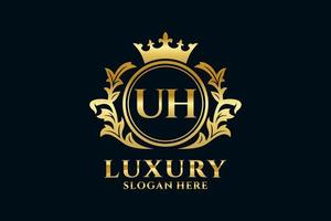 modèle initial de logo de luxe royal de lettre uh dans l'art vectoriel pour des projets de marque luxueux et d'autres illustrations vectorielles.
