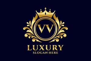 modèle initial de logo de luxe royal de lettre vv dans l'art vectoriel pour des projets de marque luxueux et d'autres illustrations vectorielles.