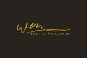 modèle de logo de signature de lettre initiale wm logo de conception élégante. illustration vectorielle de calligraphie dessinée à la main. vecteur