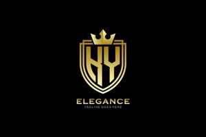 logo monogramme de luxe élégant initial ky ou modèle de badge avec volutes et couronne royale - parfait pour les projets de marque de luxe vecteur