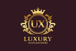 modèle initial de logo de luxe royal de lettre ux dans l'art vectoriel pour des projets de marque luxueux et d'autres illustrations vectorielles.