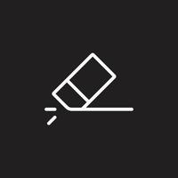 eps10 icône d'art de ligne abstraite de gomme de vecteur blanc isolée sur fond noir. symbole de contour en caoutchouc dans un style moderne simple et plat pour la conception, le logo et l'application mobile de votre site Web
