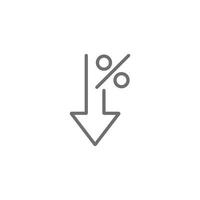 eps10 vecteur gris pourcentage flèche vers le bas icône isolé sur fond blanc. réduire ou diminuer le symbole du plan dans un style moderne simple et plat pour la conception, le logo et l'application mobile de votre site Web
