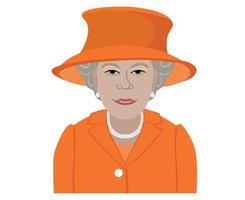 Portrait de visage de la reine Elizabeth avec des costumes orange Royaume-Uni britannique 1926 2022 europe nationale pays illustration vectorielle conception abstraite vecteur