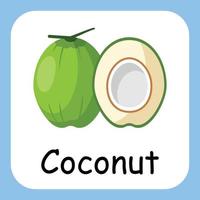 clipart de noix de coco avec texte, design plat. éducation pour les enfants. illustration vectorielle vecteur