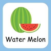 clipart de melon d'eau avec texte, design plat. éducation pour les enfants. illustration vectorielle vecteur