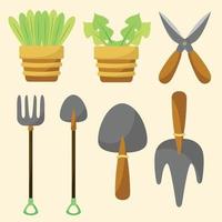 collection d'outils de jardinage en illustration vectorielle design plat vecteur