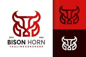 création de logo à cornes de bison, vecteur de logos d'identité de marque, logo moderne, modèle d'illustration vectorielle de dessins de logo