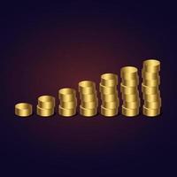 des piles de tubes de pièces de monnaie montrent une croissance des revenus et de l'économie vecteur