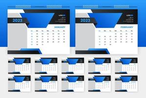 modèle de conception de calendrier de bureau abstrait moderne 2023 vecteur