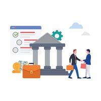 banque, achat et transaction, transferts de fonds et illustration de virement bancaire. vecteur