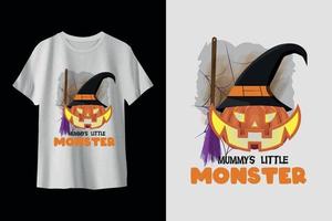 conception de t-shirt halloween petit monstre de maman vecteur