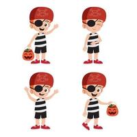 mignon enfant portant un costume de pirate pour halloween vecteur de stock