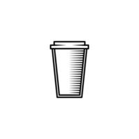 verrerie vide ou icône de verre de café sur fond blanc. style simple, ligne, silhouette et épuré. noir et blanc. adapté au symbole, au signe, à l'icône ou au logo vecteur