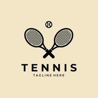 raquettes de tennis croisées et création de logo silhouette balle vecteur
