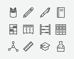 ensemble d'icônes vectorielles de l'éducation. symbole d'icône de l'école. illustration vectorielle de l'éducation sur fond isolé vecteur
