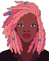 coiffure rose femme noire africaine afro moderne fille vecteur coloriage illustration oeuvre