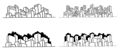 ensemble d'illustrations de paysage urbain dessinées à la main dans un style doodle vecteur