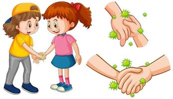 enfants, toucher, mains, propagation, virus vecteur