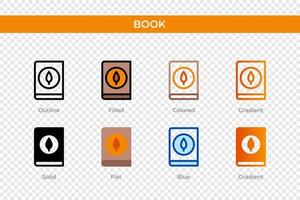 icône de livre dans un style différent. icônes vectorielles de livre conçues dans un style contour, solide, coloré, rempli, dégradé et plat. symbole, illustration de logo. illustration vectorielle vecteur