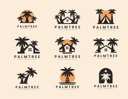 modèle de logo de palmier. peut être utilisé pour l'illustration vectorielle de conception de logo d'hôtel ou de complexe de plage tropicale vecteur