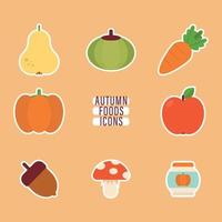 icônes de nourriture d'automne vecteur
