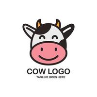 création de logo de visage de vache mignon vecteur
