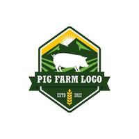 vecteur de logo de ferme porcine