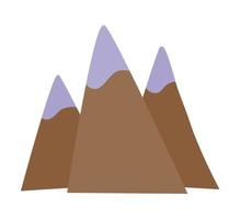 montagnes. nature d'illustration de griffonnage. montagnes mignonnes dans un style simple dessiné à la main, illustration vectorielle plane isolée sur fond blanc. montagnes minimalistes pour un design enfantin. vecteur